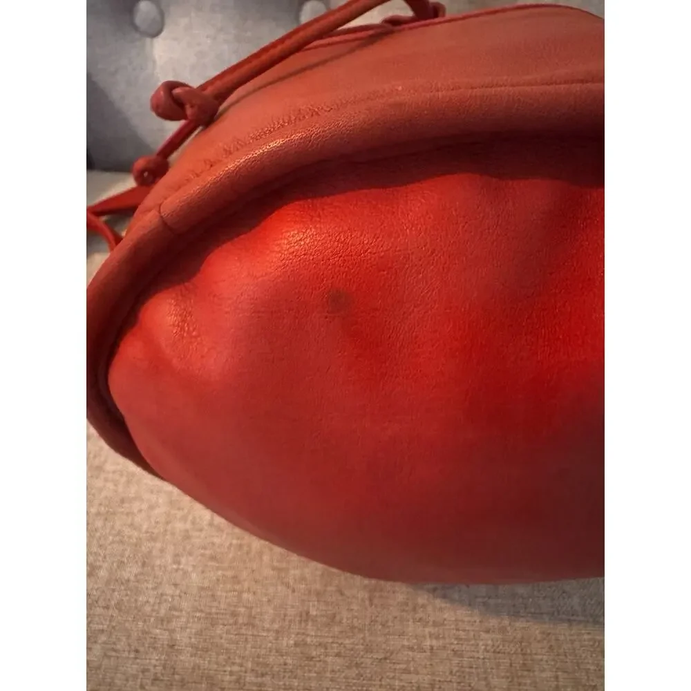 Coach Red Vintage Rare Style 4020 Drawstring Bucket Sac Red Leather